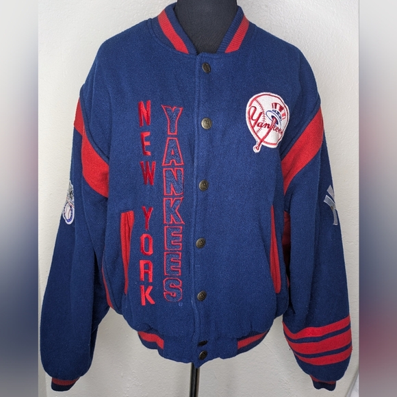 VTG Nutmeg New York Yankees Wool Embroidered Badges Coat Jacket Size M/M